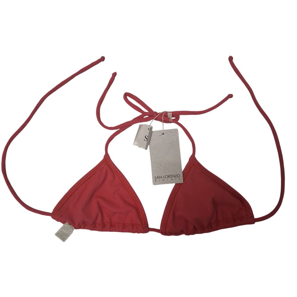 San Lorenzo Bikinis Pink Ribbed Triangle Bikini Top